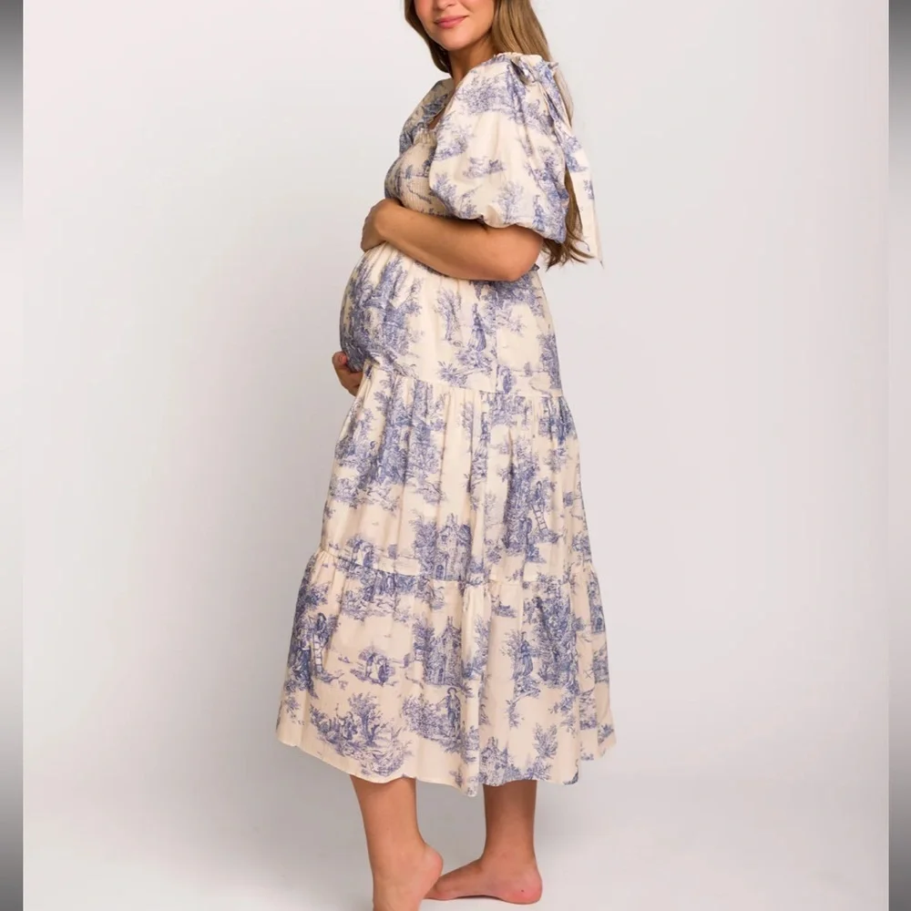 Worth Collective Elena Smocked Midi Dress Size L - Picture 2 of 7